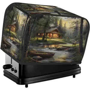 Forest Deer Animal Toaster Cover 2 Slice Wide Slot Washable Kitchen Appliance Covers Fingerprint Bread Machine Dust Cover Small Toaster Oven Accessories Covers Bread Maker Bag Women Gift