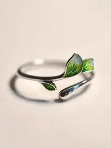 Vintage Leaf Design Cuff Ring, Adjustable Open Ring, Statement Rings, Elegant Casual Ring, Fashion Jewelry Accessories for Women & Girls, Trendy All-match & Exquisite Jewelry for Birthday Gift