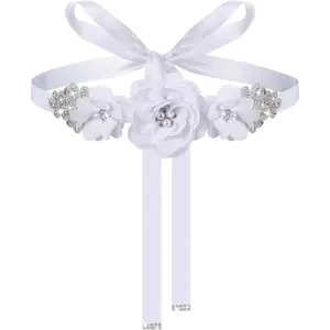 Wedding Bridal Belt Sash with Flower Rhinestone  for Bride Bridesmaid Maternity Flower Dress