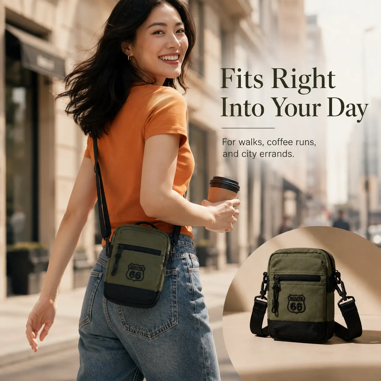 Retro Canvas Messenger Bag with Letter Print for Men and Women, Casual Small Square Crossbody Shoulder Bag with Adjustable Strap, Dry Clean, Multi-Function, Polyester, Reinforced, Structured Feel, Zip, Square Shape