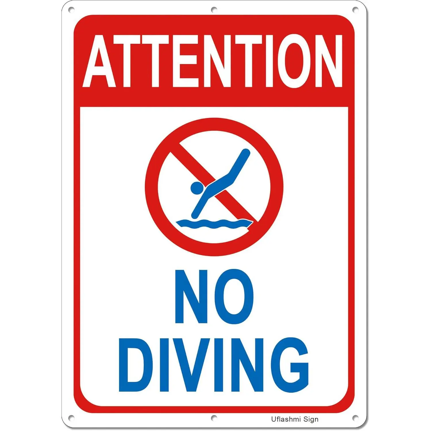 10x14in Rectangular Rust-Proof Aluminium Pool Warning Sign, Bold Text Elegant Metal Plaque with Easy-Install Nails/Strap/Screws, Waterproof Long-Lasting Home Decor Sign