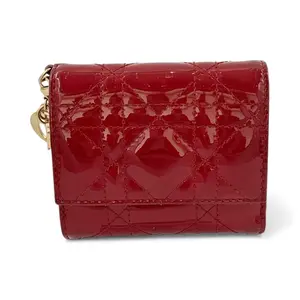 Pre-owned Dior Paten Leather Wallet Christian Lady Lotus Wallet