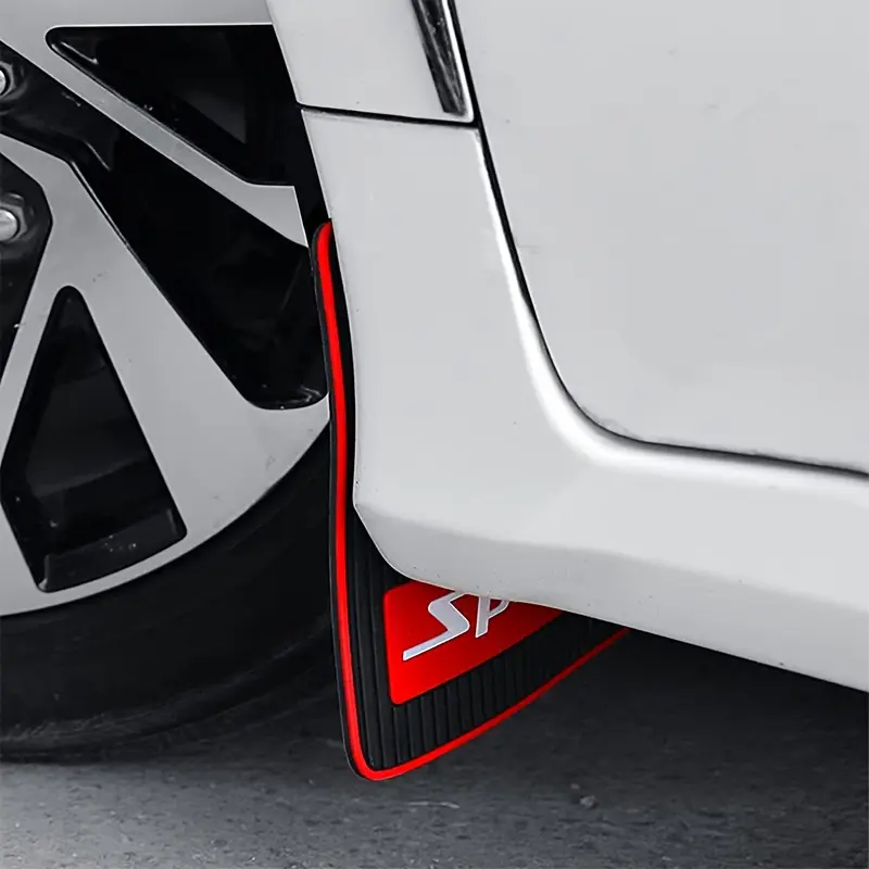 2Pcs Universal Flexible Mud Flaps Splash Guards - Black with Red Pattern, Durable Weather Resistant Screw Mount Flexible Guard, Easy Install Debris Shield for SUV Truck Pickup Car