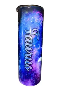 Taurus  - Zodiac Sign with Galaxy and Stars - Apr 20th - May 20th - 20oz oz 20 oz. 20oz. Skinny Sublimation Tumbler - Amy's Tumbler Junkies!