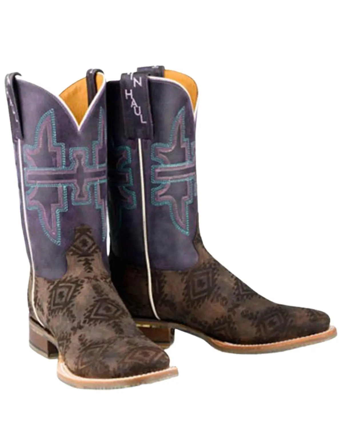 Tin Haul Women's Women'S Sizzling Aztec Western Boot Broad Square Toe - 14-021-0007-1528 Pu