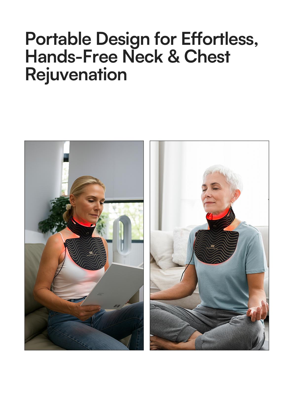 【LIVE ONLY】INIA GLOW Neck & Chest Red Light Mask – 850nm NIR | Fade Wrinkles & Spots | Lift & Firm in 4 Weeks - Red Light Skincare Device with 2600mAh Rechargeable Controller, Clinic-Grade, Full Coverage