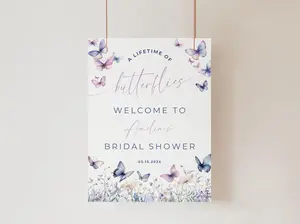 Lifetime of Butterflies Bridal Shower Welcome Sign. Printable Boho Spring Wildflower Signage. Editable Butterfly Decor Poster