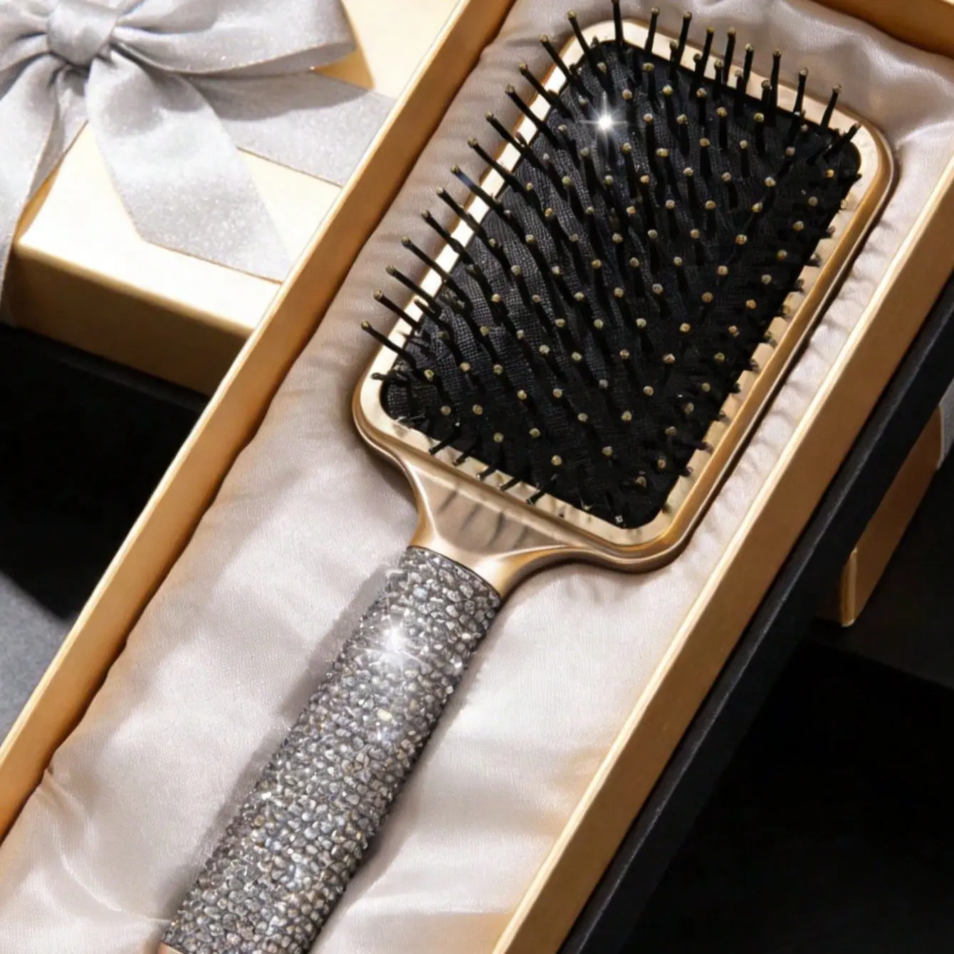 Fashion Rhinestone Hair Comb, Shiny Sparkle Hair Brush, Hair Care Comb, Ultra Soft Bristles, Suitable for All Hair Types, Women & Men, Beauty Travel Essential