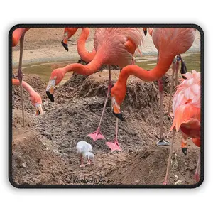 Flamingo Gaming Mouse Pad, Pink Flaminglet Design, Desk Mat for Gamers, Office Desk Accessories, Cute Mousepad, Tropical Bird Decor