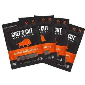 Chef's Cut Real Steak Chipotle Cracked Pepper Jerky, 2.5 Ounce (4 Pack)