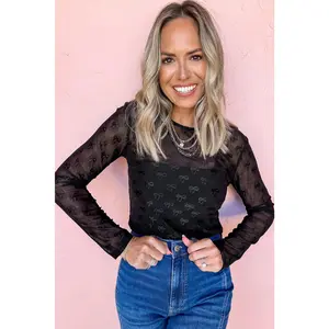 Black Bow Mesh Top