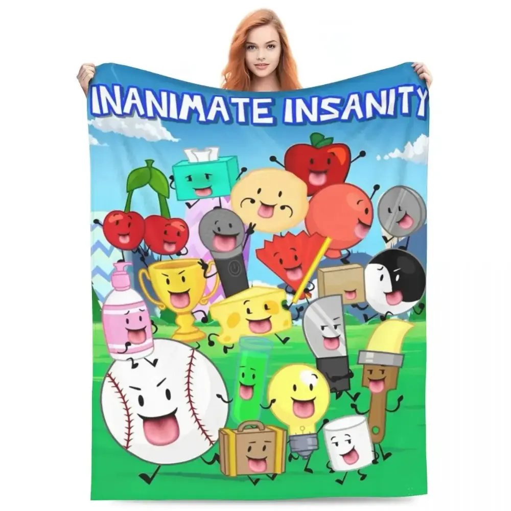 BFDI Inanimate Insanity Plush Throw Blanket, Warm Soft Comfortable Flannel, Character Graphic-Illustrated Whimsical Cartoon Plush Decorations Blanket for Home Decor Bedspread, Character Graphic Blankets, Illustrated Character Blankets