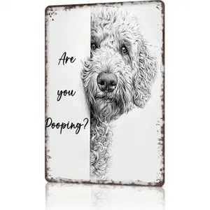 Funny Goldendoodle Aluminum Wall Sign Decorative Plaque Vintage Retro 8x12 Inch Dog Lover Bathroom Humor Art for Home Bar Decor Bathroom Decorations