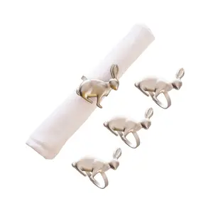 Silver Rabbit Napkin Rings Set of 4 by Valerie