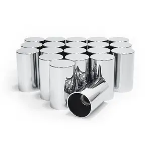 JOKG auto 20 Pack Lug Nut Covers, 33mm by 3-1/2" Thread On Flat Top Cylinder Nut Cover Caps ABS Chrome Plastic Anti-Rust Screw-on Lug Nut Covers for Semi Trucks Trailers