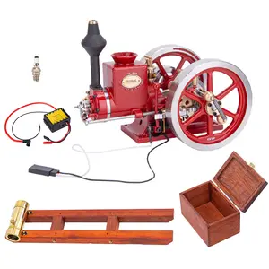 RETROL HM-01 7cc Model Hit and Miss 4-stroke Horizontal Internal Combustion Engine with Ignition Kit and Base Set