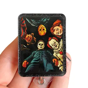 Glitter My Badge Halloween spooky badge reel for nurse and hospital workers. Badge clip Badge pull - Retractable swivel clip with a 360 rotation. Great gift for coworker.