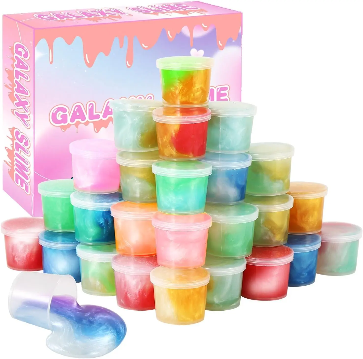30-Pack Galaxy Slime Party Favors  | Stretchy, Non-Sticky & Non-Mess Fidget Toys | Fun Stress Relief & Classroom Rewards for Kids