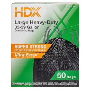 33-39 Gallon Black Heavy Duty Drawstring Outdoor Trash Bags (50-Count)
