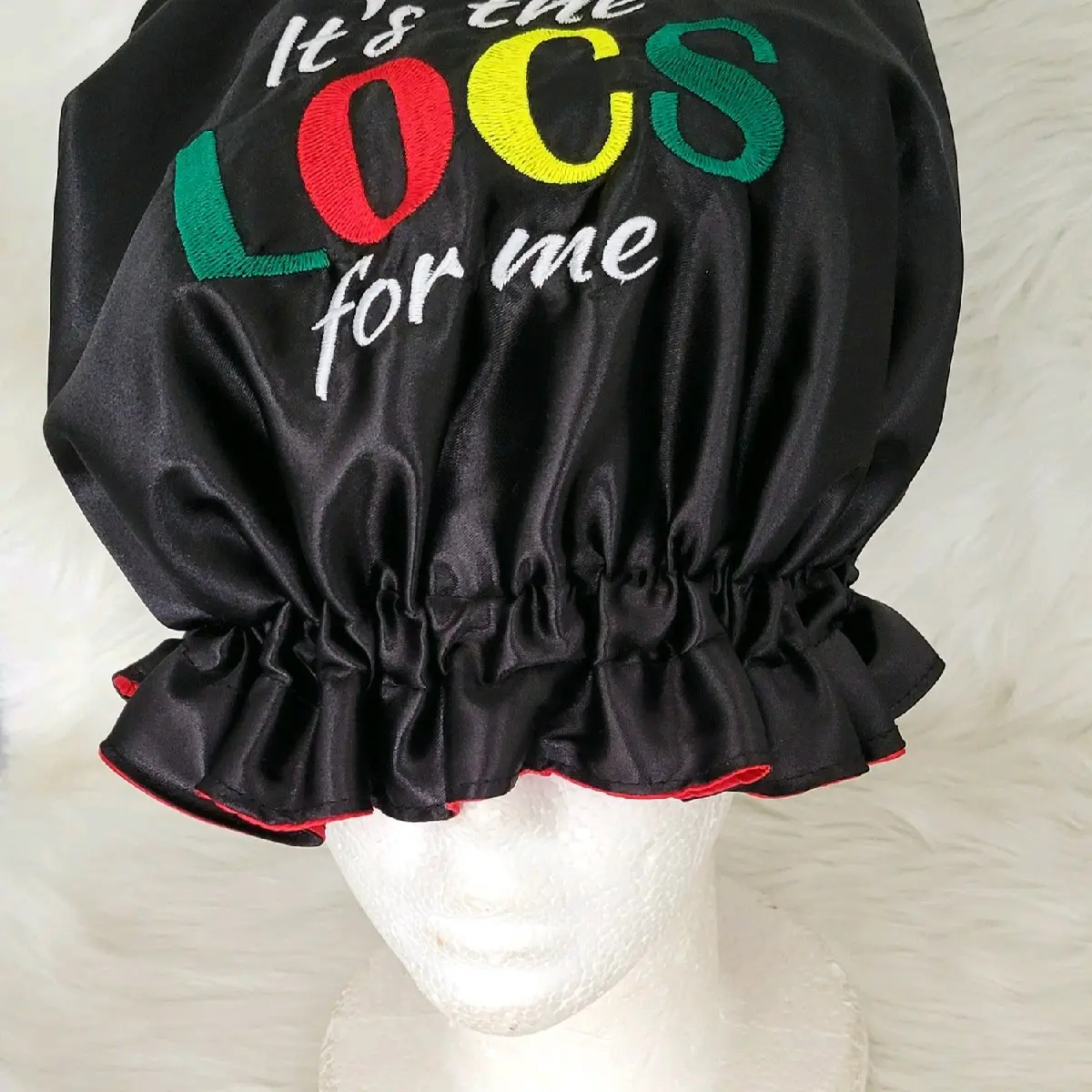 Handmade satin on satin reversible bonnet.