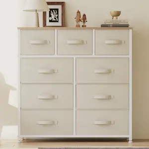 DWVO 9 Drawer Dresser, Fabric Dressers, Chests of Drawers, Organizer Unit Storage Tower for Bedroom, Hallway, Living Room, Closet Furniture, Storage Bin Cabinet