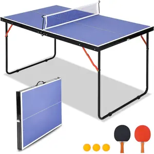 【GARVEE】Professional Outdoor Table Tennis Tables,54 x 30 x 27 Inch Indoor/Outdoor Portable Ping Pong Table Game with Net for Adults/Teens,2 Table Tennis Paddles and 3 Balls