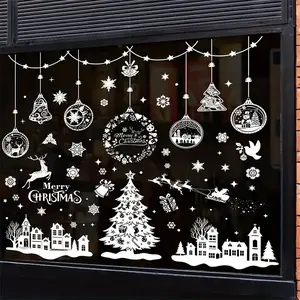 Christmas Window Clings Set, 9 Sheets 244 Pieces Snowflake Decorations, decorative stickers, Castle Reindeer Tree Stickers for Holiday Home Decoration