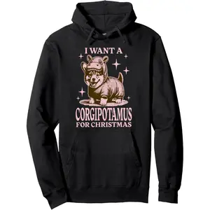 I Want A Corgipotamus For Christmas Funny Corgi Christmas Hoodie