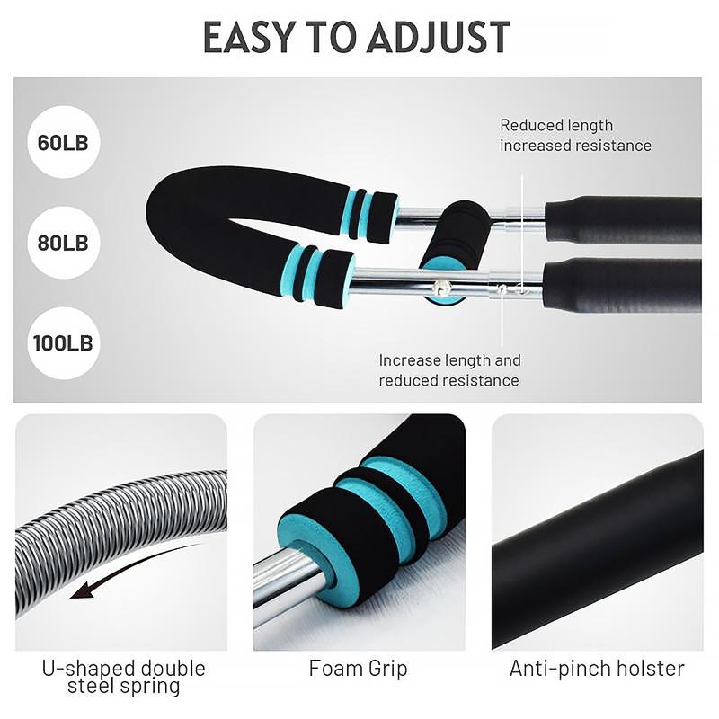 Multi-Functional Arm and Chest Exercise Device with 6 Adjustable Resistance Levels for Home Use Portable Exercise Equipment