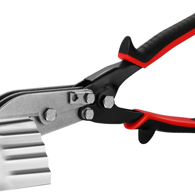 GJANSH 5 Blade Sheet Metal Crimper, 10.5 Inch Duct Crimping Tool for 24-28 Gauge Sheet Metal, HVAC Duct Work, Gutter Crimper for Downspout, Stove Pipe and Venting Work, Safety Lock, Black
