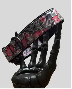 Handmade Cute Pumpkin Gothic Dog Collar 1 Inch Thick Ribbon Design Durable Nylon Webbing Perfect Fit for Unique Accessories