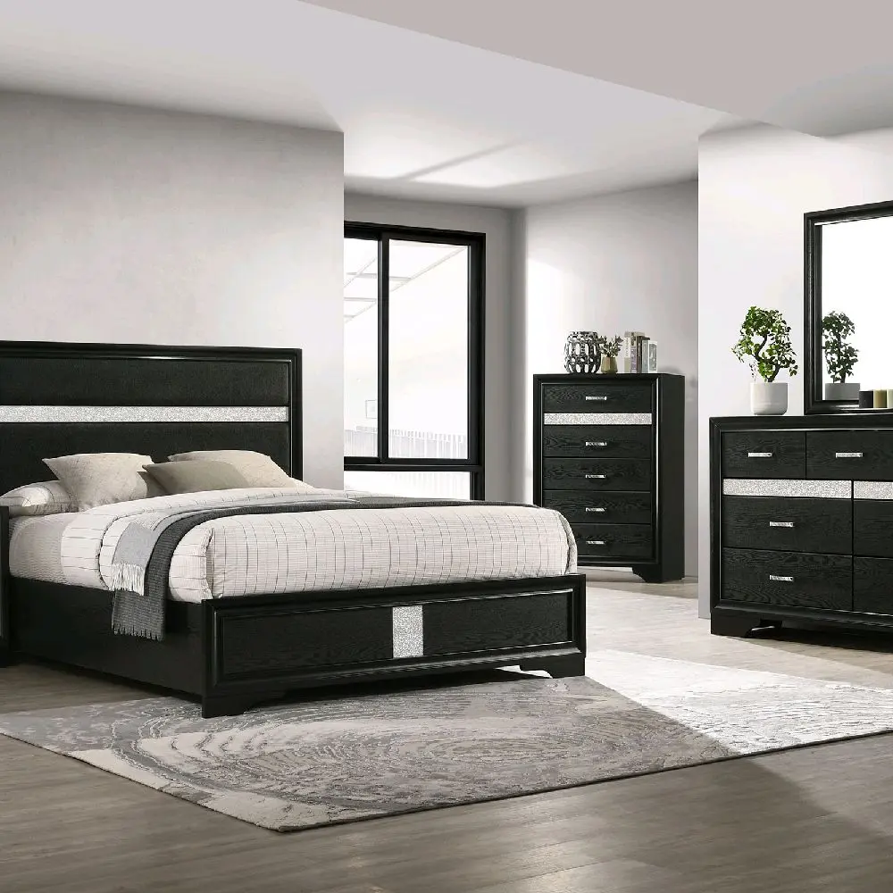 King Size Marinda Black Bedroom Set with Elegant Design and Durable Construction for Modern Home Decor