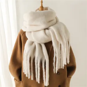 Winter Scarf for Women Warm Solid Blanket Wraps Female Thick Soft Bufanda Big Tassel Shawl Long Poncho Echarpe