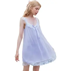 Women's Lace Vintage Victorian Nightgown Ladies Sleeveless Sleep Dress