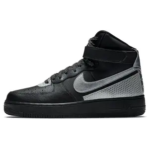 Nike Air Force 1 07 LV8 3M Reflective High-Top Skate Shoes for Men in Silver-Black with Comfort, Slip-Resistance, and Durability