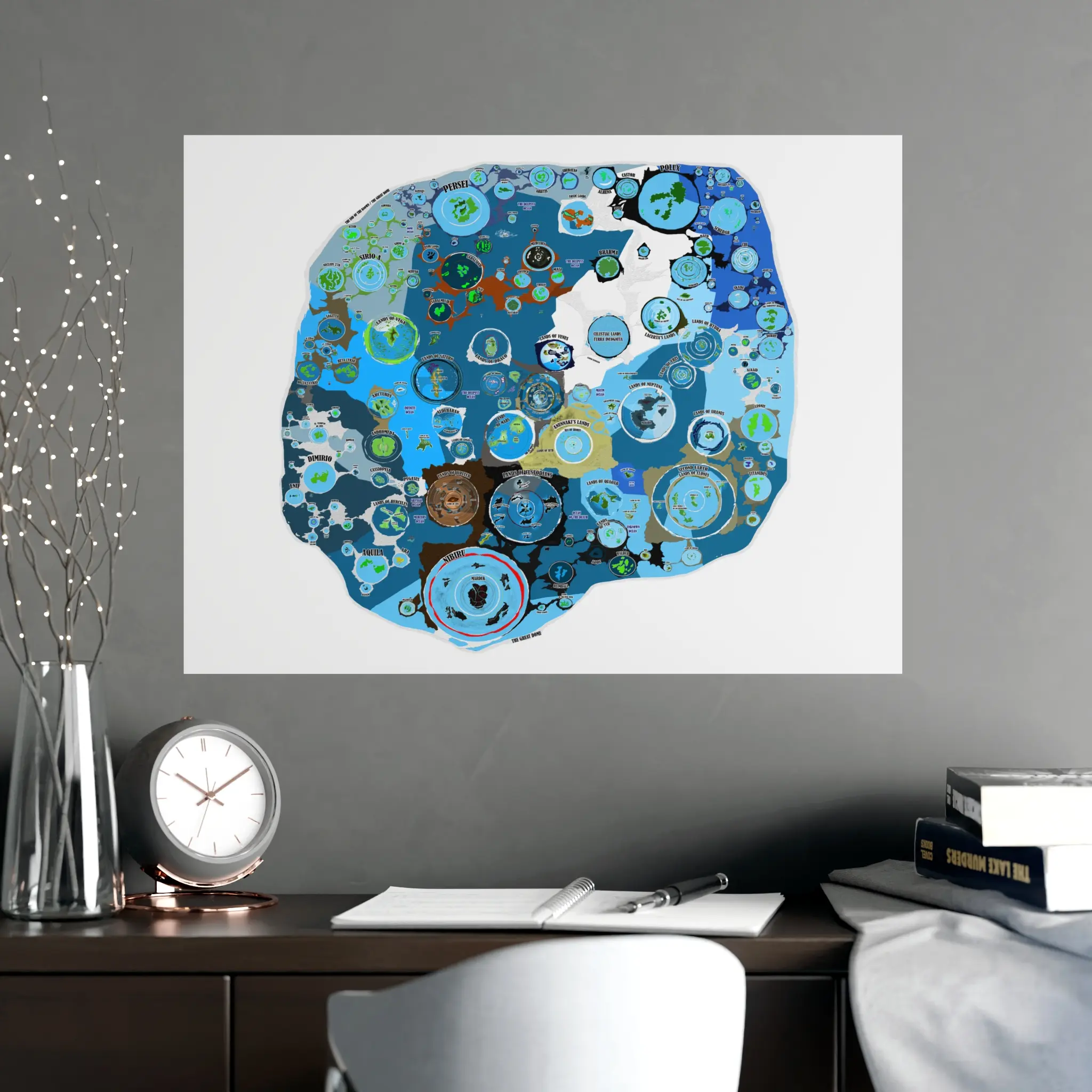 Flat Earth Map Poster: Terra Infinita, Antarctica & Hyperborea Poster