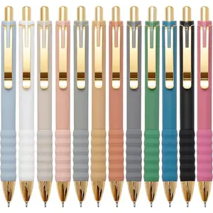 Ballpoint Pens Black Ink Ball Point Pen with Super Soft Grip Medium Point 1.0mm Office Pens (Gold 12-count)