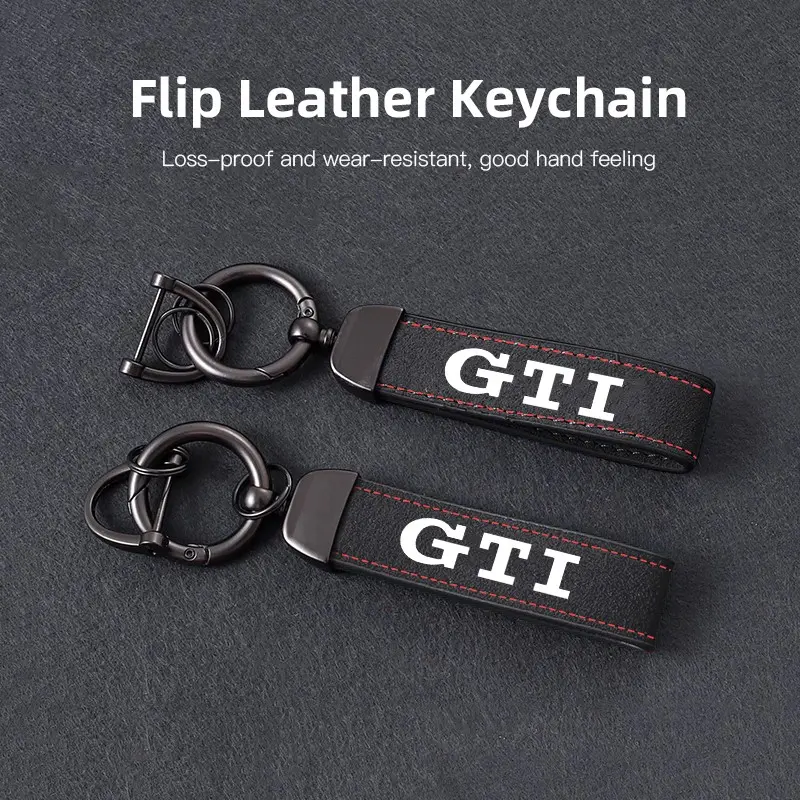 1Pcs Leather Keychain Hand-Woven Key Rope Key Ring Auto Emblem Accessories, Key Chain For Car Keys, For VW Golf Polo Jetta Passat Tiguan Atlas Beetle GTI, Keyrings