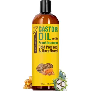 Seven Minerals Castor Oil 16oz – Cold Pressed & Hexane-Free! Haircare Comfort for Growth, Thicker Eyelashes, Eyebrows & Hydrating Dry Skin