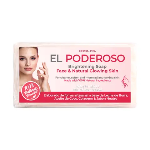 El Poderoso - Bar Soap for Face & Natural Glowing Skin 100g 100% Natural Ingredients Made in Mexico