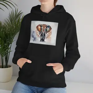 Elephant Spirit Animal Hoodie "Wear Your Wisdom Embody Your Strength" Mandala Design 50% Cotton 50% Polyester Blend Classic Fit Pullover with Kangaroo Pouch Pocket