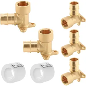 (5-Pack ) 3/4" PEX-A Expansion x 1/2" Female NPT Brass Drop Ear Elbow,  Full Flow Threaded Connection Fitting, ASTM F1960, 90? PEX-A Pipe Connector for Plumbing & Water