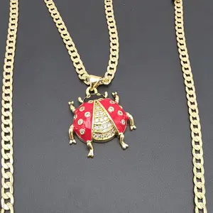 Ladybug  fashion style necklace gold-plated 24"inches Cuban link style