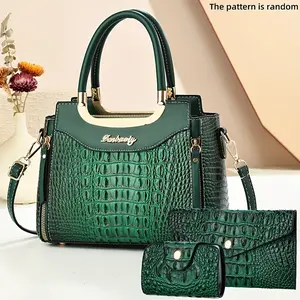 Women’s handbag set — solid color, detachable crossbody and shoulder bags with zipper closure; an elegant casual tote suitable for travel and everyday use.