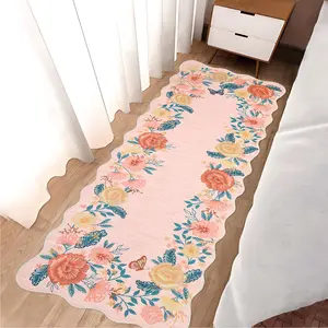 GARVEE Washable Runner Rug 2x6 Hallway Runner Rug Floral Print Accent Carpet Indoor Soft Floor Cover Vintage Non Slip Boho Runners for Entryway Laundry Ultra-Thin Kitchen Rugs for Bedroom Dorm Pink