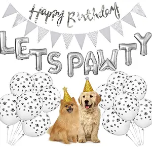 Let's Pawty! 🐶🐱 Pet Birthday Party Kit – Balloons, Banner & Party Hats 🎉🎂