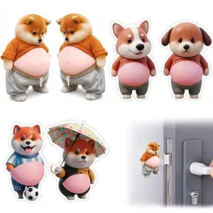 6PCS 3D Dog & Cat Belly Mochi Squishy Stickers, Stress Relief Fidget, Cute Squeeze Toys for Kids Party Favors, Classroom Gifts, School Rewards, Fun Gift for Adults & Kids, Silicone Puffy Car Door & Wall Buffers, Valentine's Day, Easter & Father's Day
