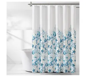 Lush Decor Oceana Sea Life Linen Textured Shower Curtain