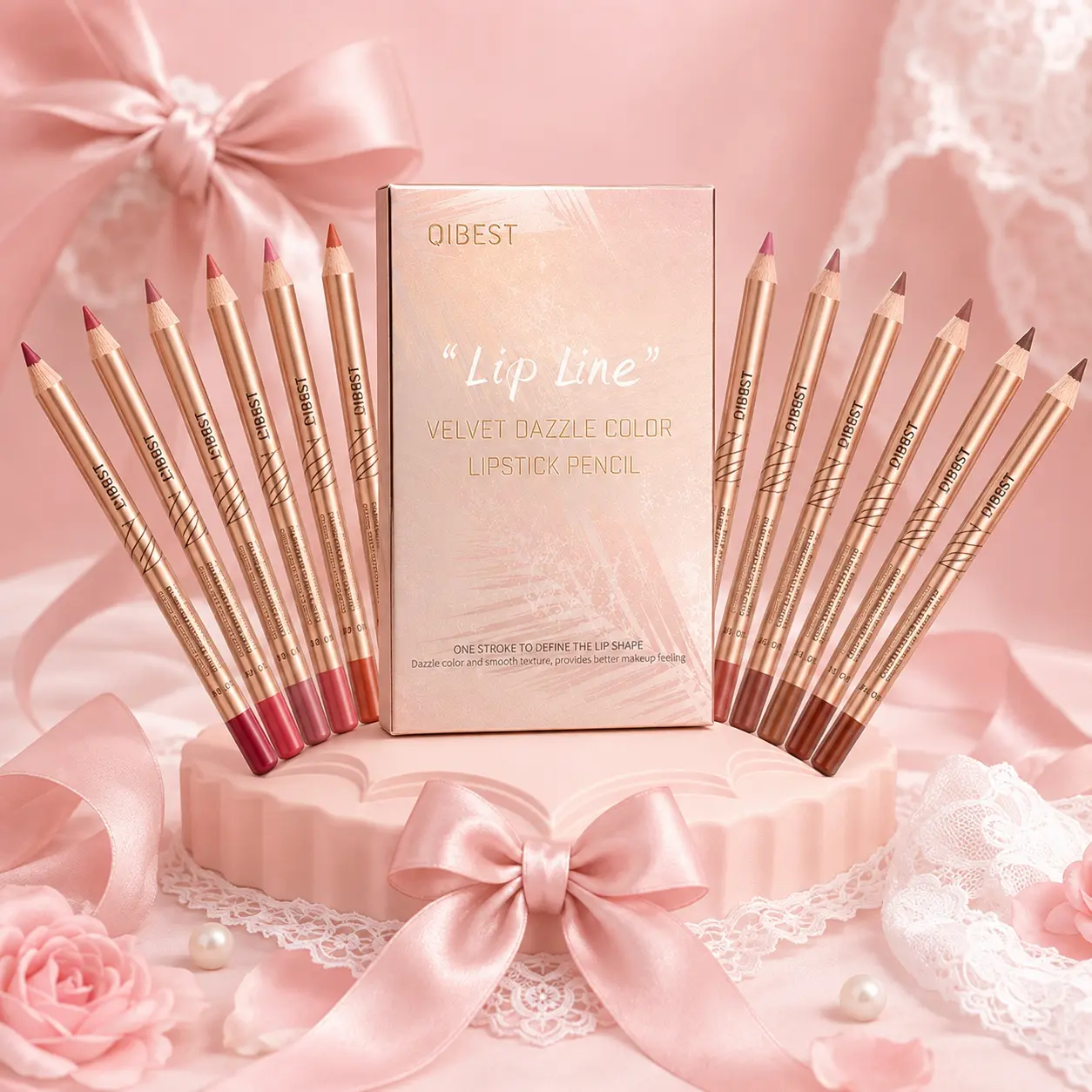 12-Piece Matte Lip Liner Set, Assorted Nude, Pink, Red and Brown Shades, Sharpenable Fine-Tip Pencils for Defining, Shaping and Filling Lips, Everyday Makeup, Office, Travel and Gifting