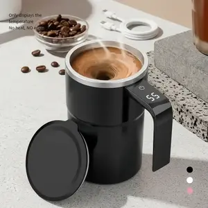 380ml/12.85oz Automatic Magnetic Stirring Coffee Cup, Rechargeable Electric Coffee Mug, Digital Display Personal Coffee Cup, Gifts for Family Friend
